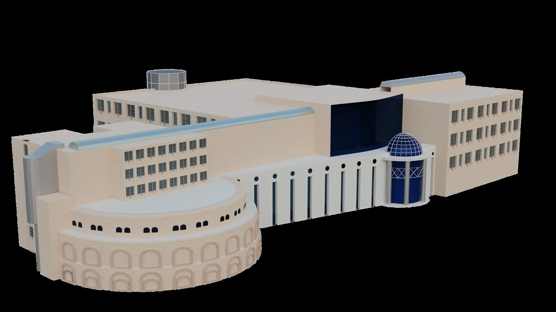 College building Low-poly 3D model_8