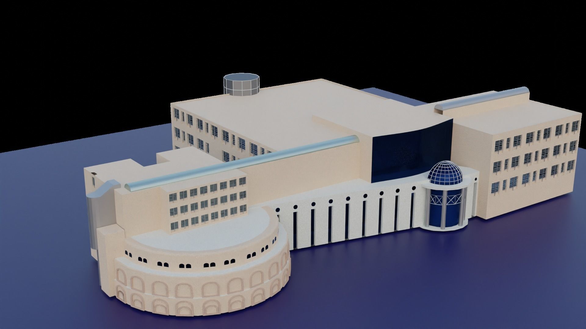 College building Low-poly 3D model_3