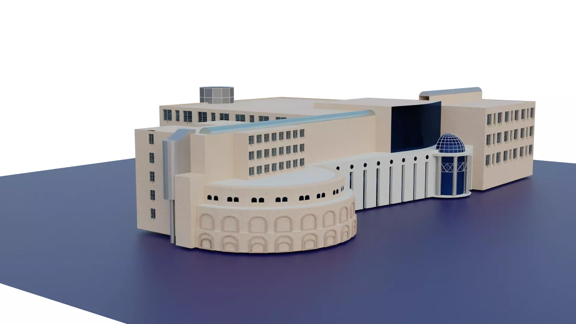 College building Low-poly 3D model_0