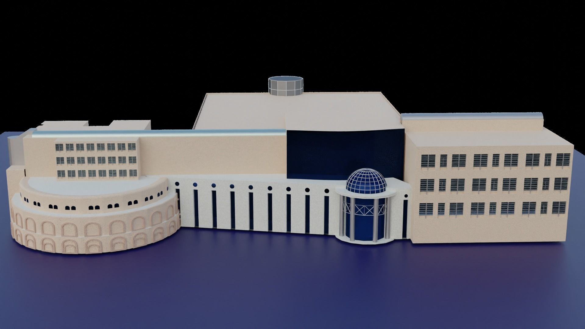 College building Low-poly 3D model_1
