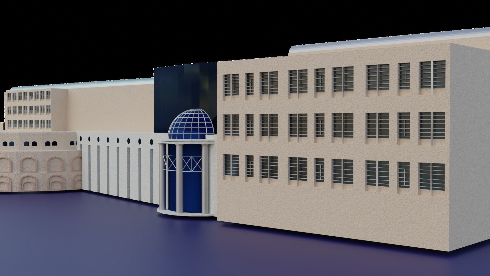 College building Low-poly 3D model_5