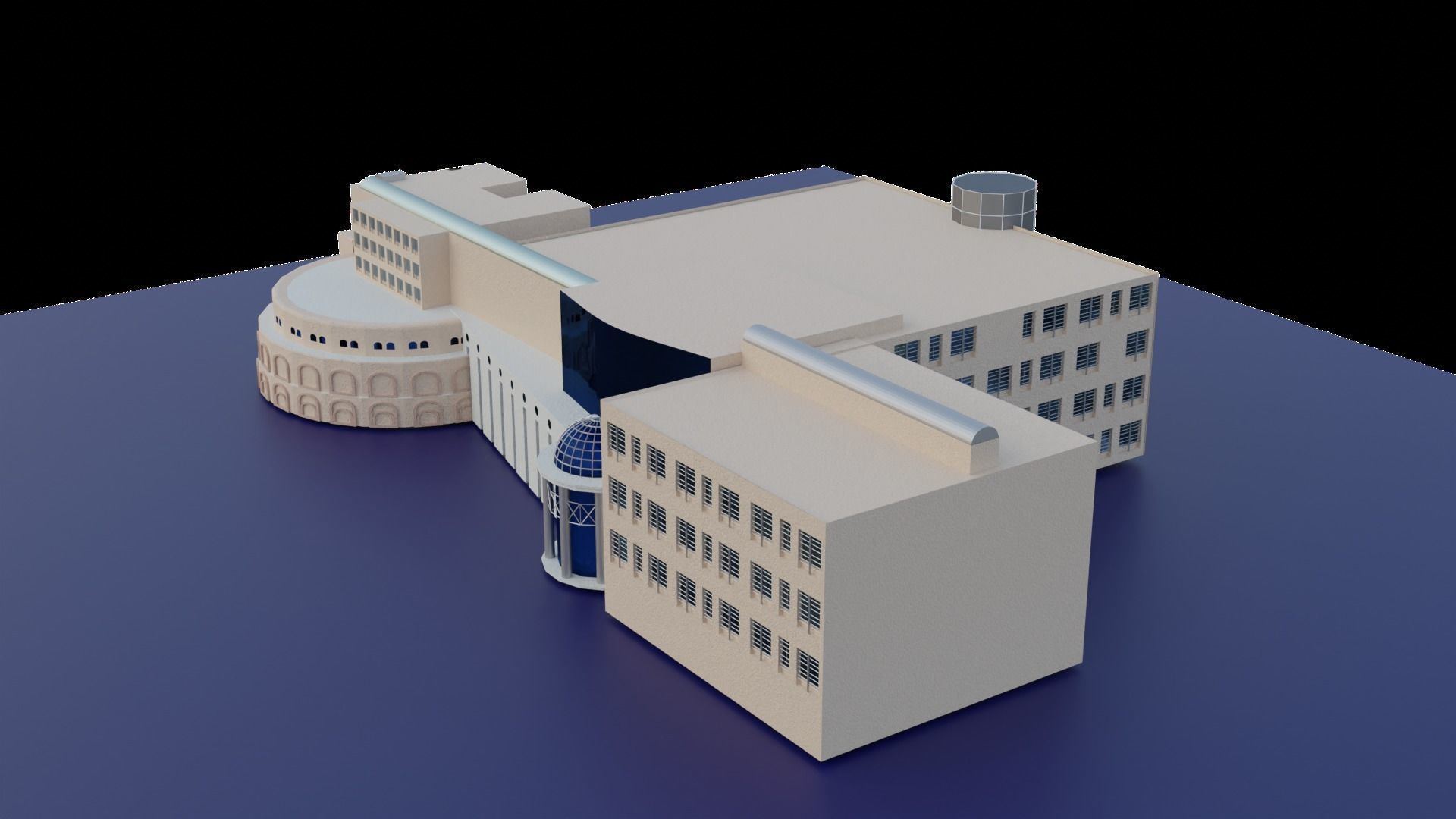 College building Low-poly 3D model_7