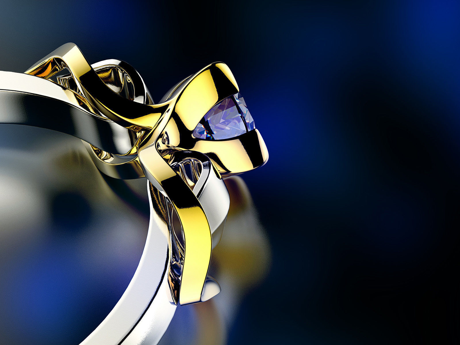 Engagement wedding ring with gem 0103 set of sizes 3dm OBJ STL 3D print model_5