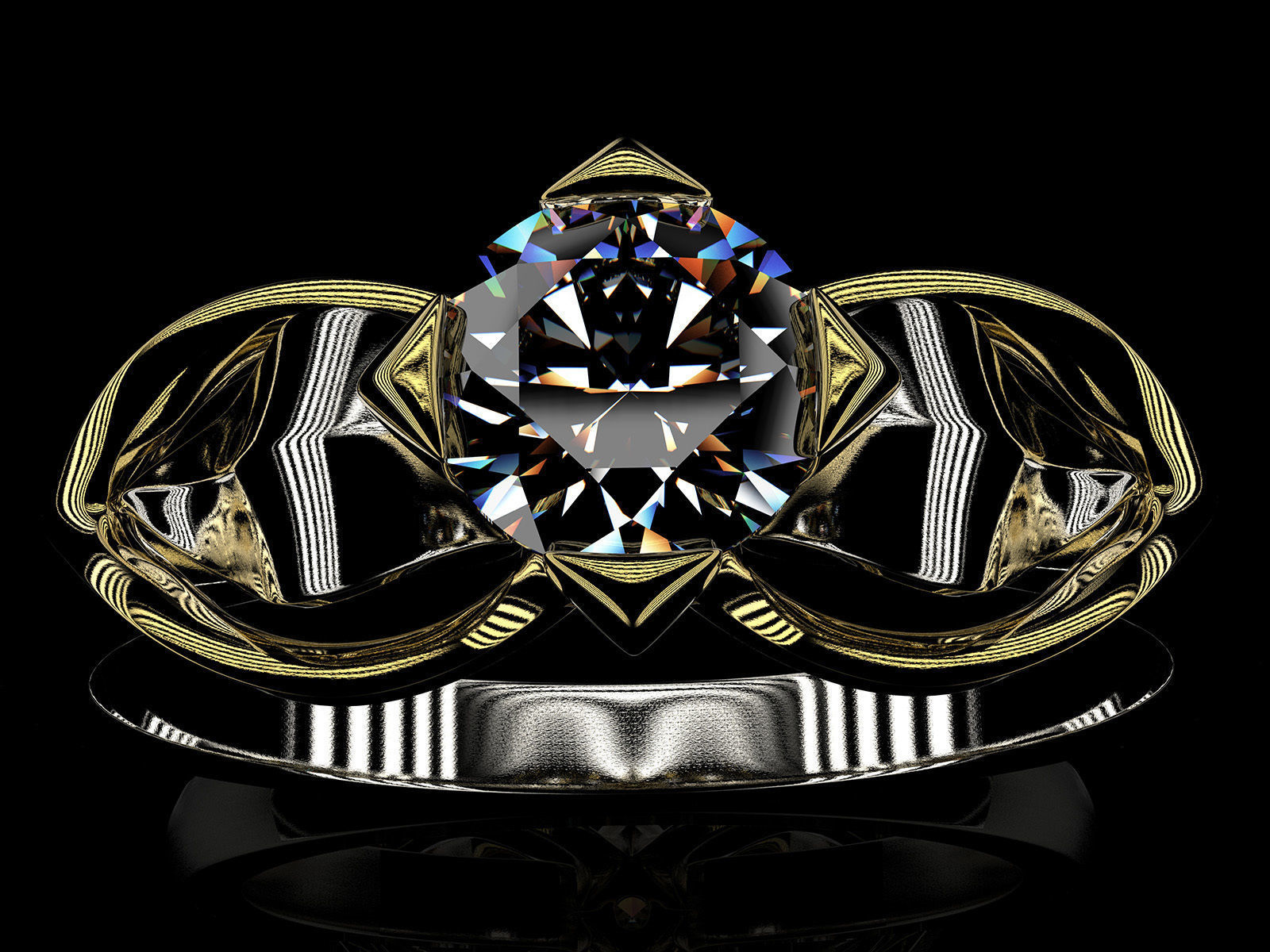Engagement wedding ring with gem 0103 set of sizes 3dm OBJ STL 3D print model_8