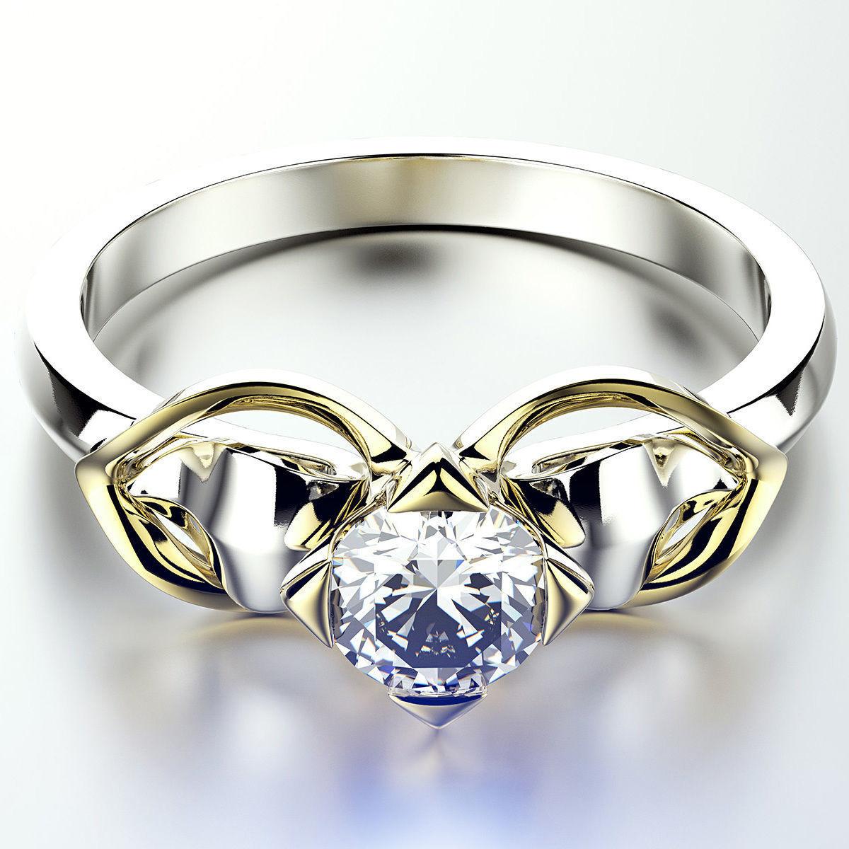 Engagement wedding ring with gem 0103 set of sizes 3dm OBJ STL 3D print model_9