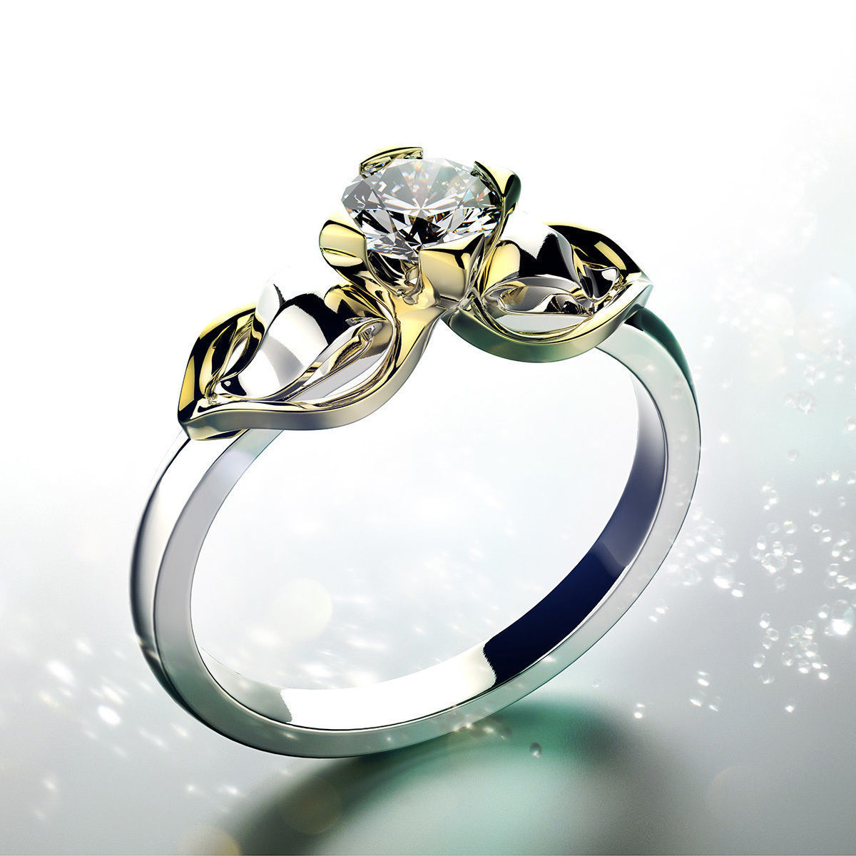 Engagement wedding ring with gem 0103 set of sizes 3dm OBJ STL 3D print model_12