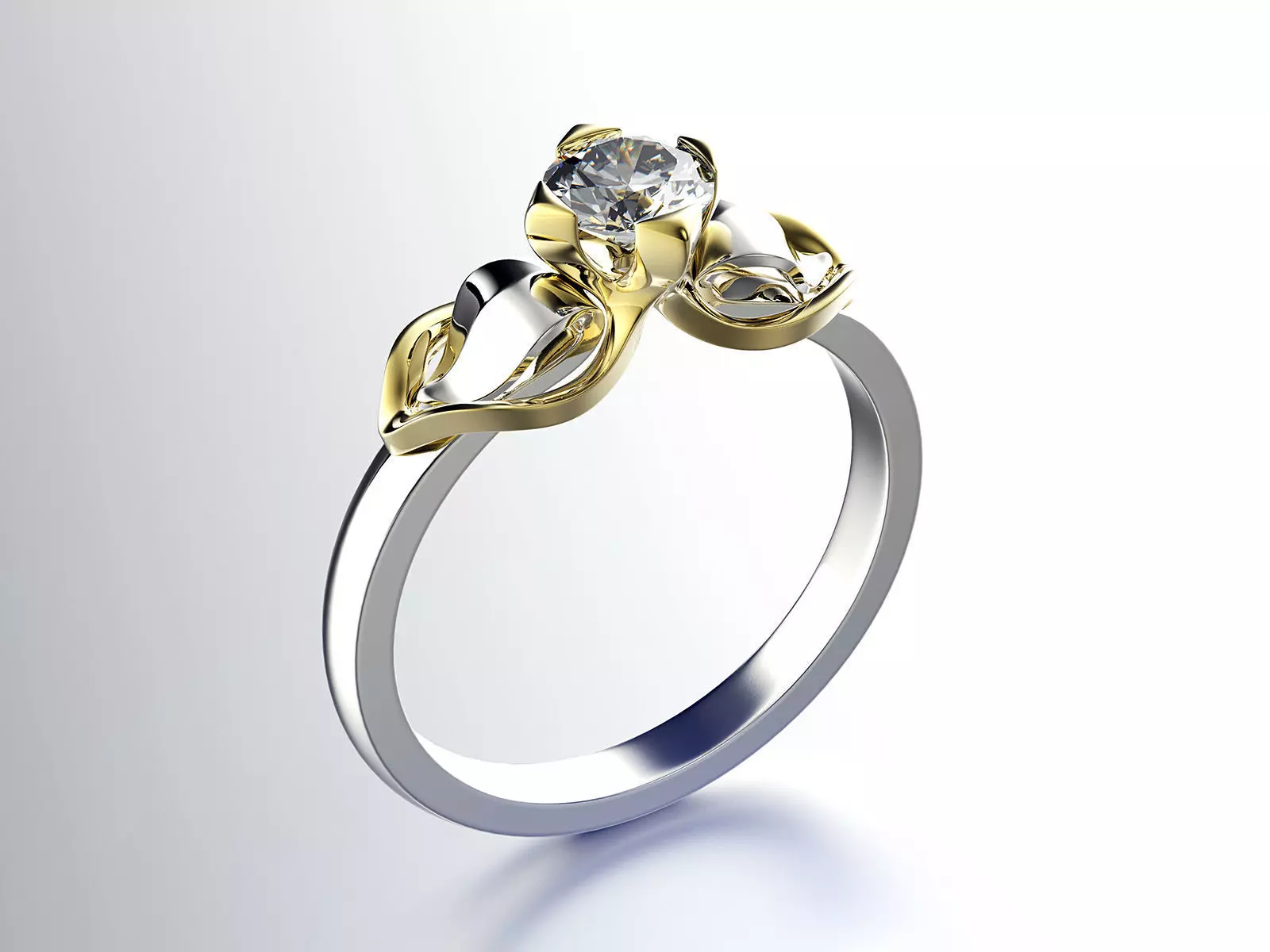 Engagement wedding ring with gem 0103 set of sizes 3dm OBJ STL 3D print model_0