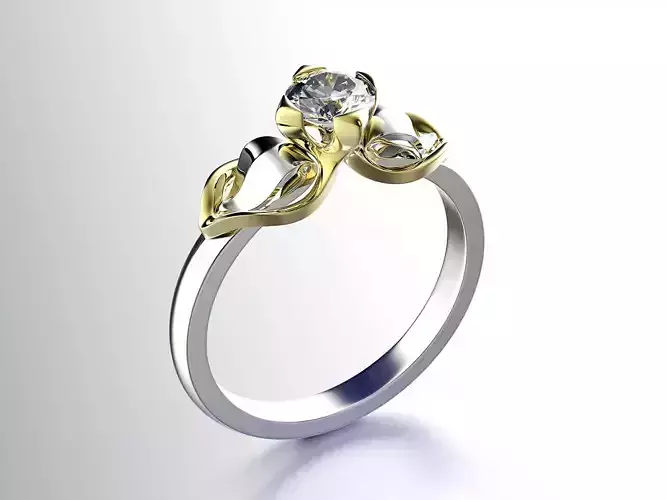 Engagement wedding ring with gem 0103 set of sizes 3dm OBJ STL 3D print model