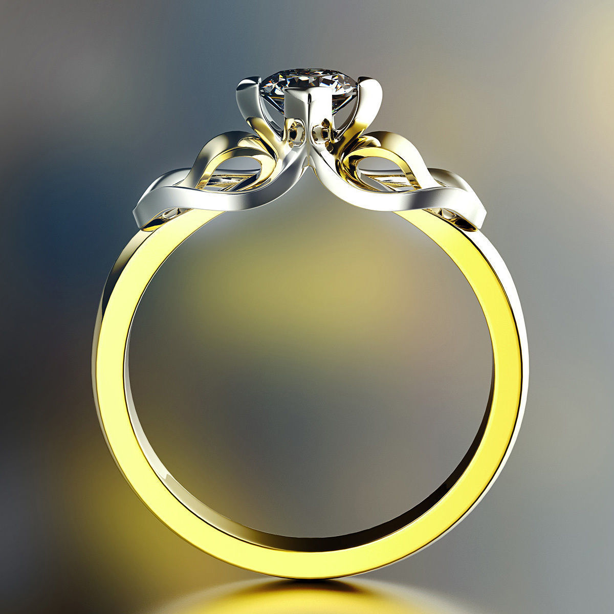 Engagement wedding ring with gem 0103 set of sizes 3dm OBJ STL 3D print model_11