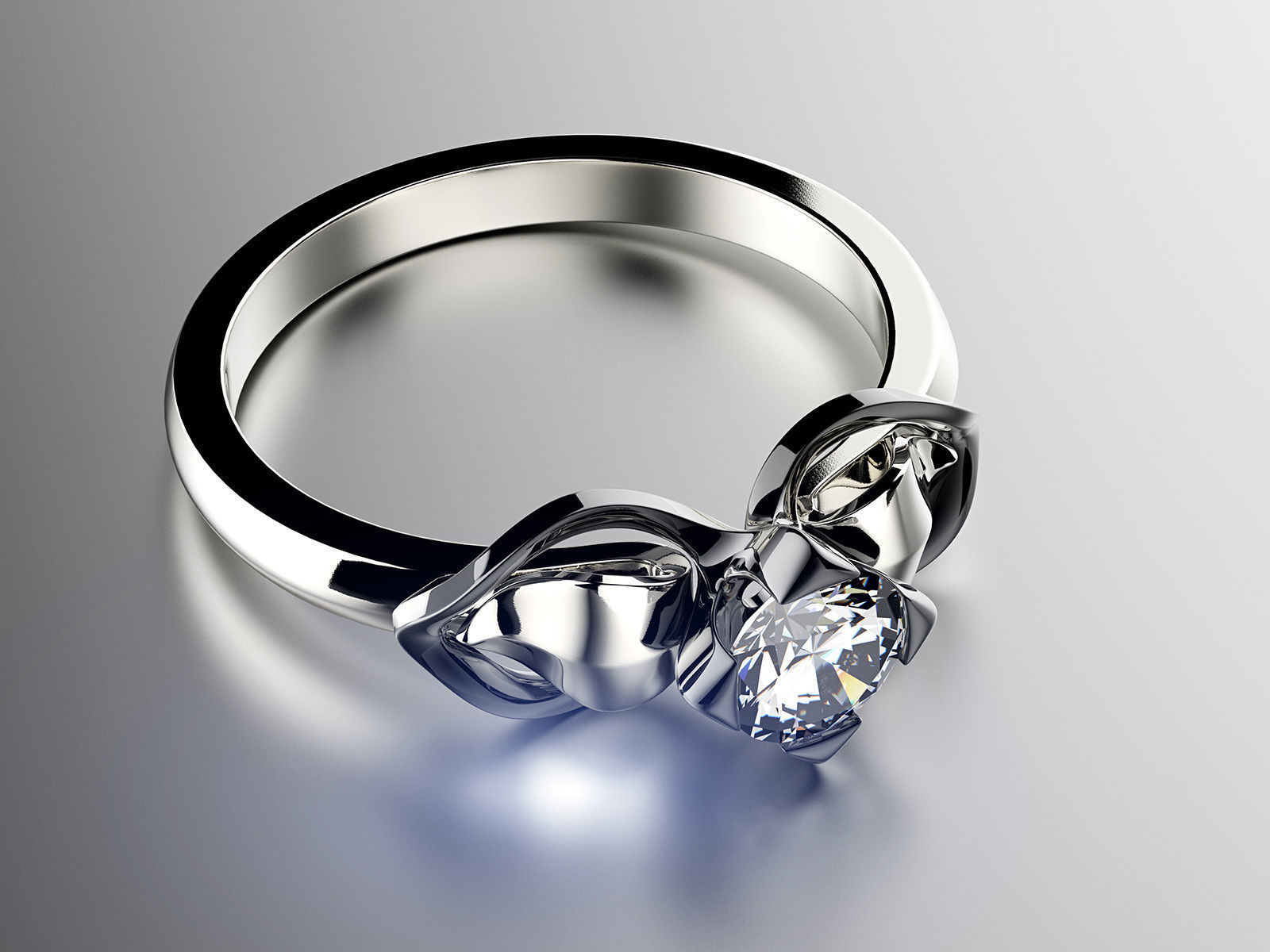 Engagement wedding ring with gem 0103 set of sizes 3dm OBJ STL 3D print model_7