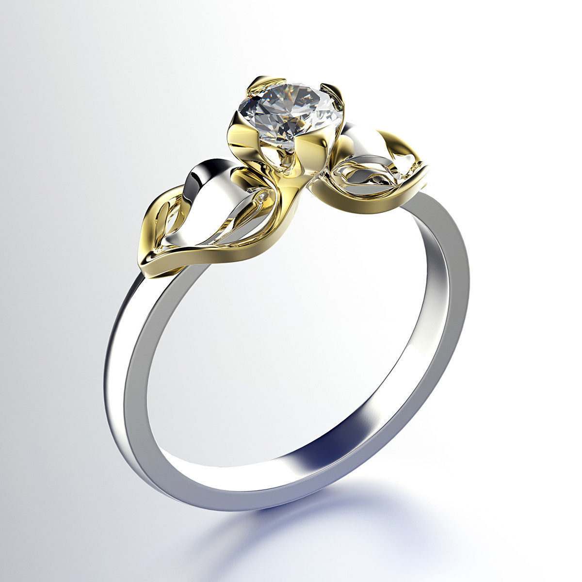 Engagement wedding ring with gem 0103 set of sizes 3dm OBJ STL 3D print model_10