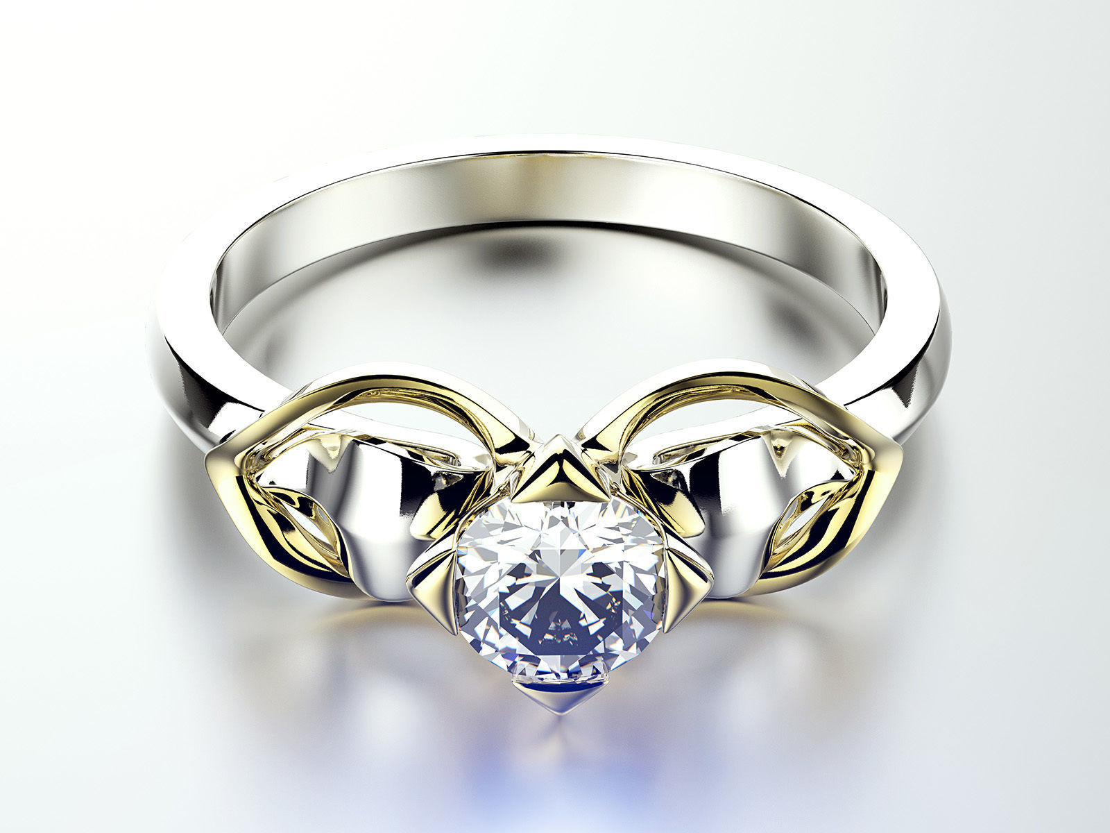 Engagement wedding ring with gem 0103 set of sizes 3dm OBJ STL 3D print model_1