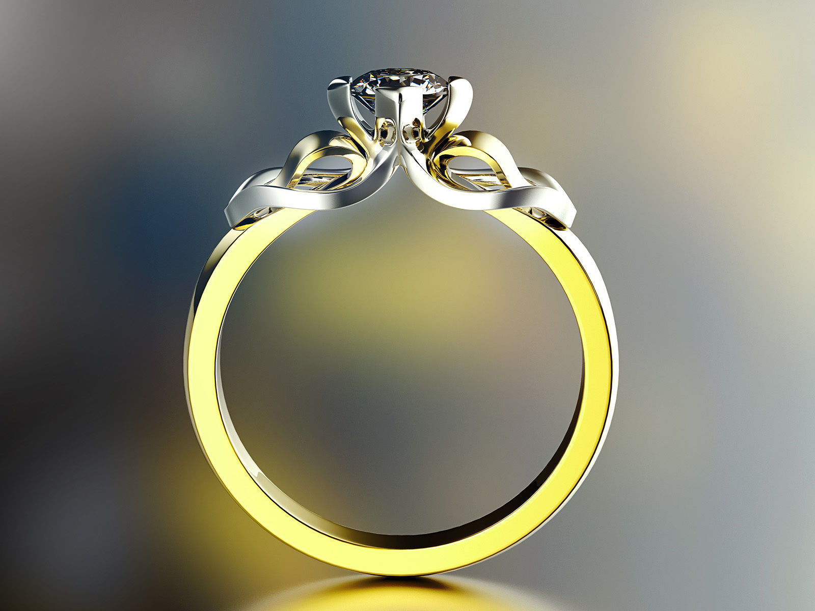 Engagement wedding ring with gem 0103 set of sizes 3dm OBJ STL 3D print model_2