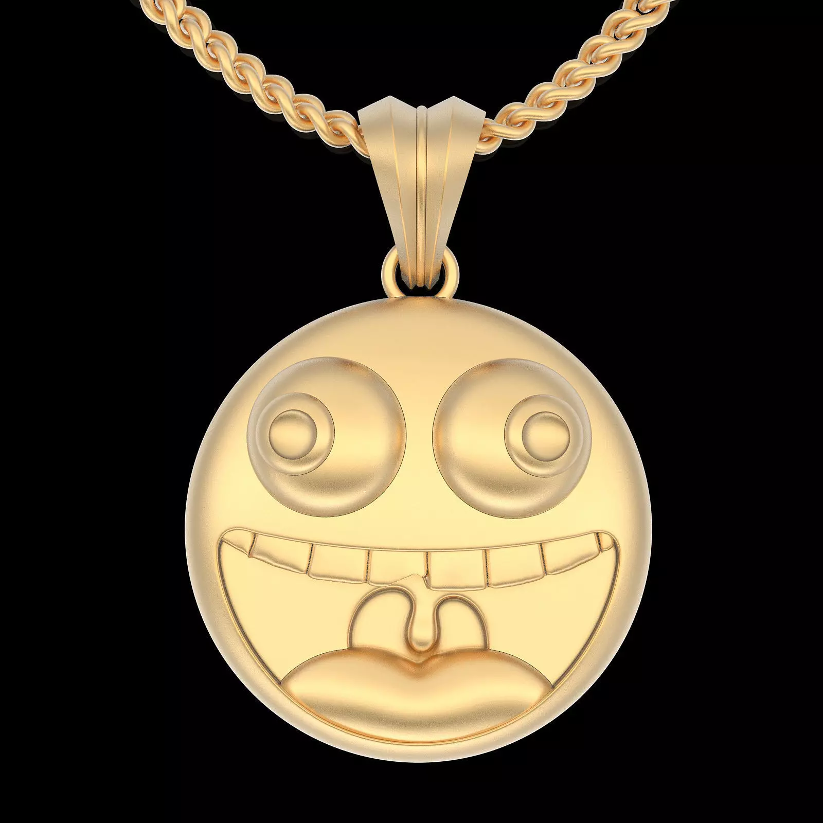 Emoji face comic pendant gold jewelry 3D printable model 3D print model_0