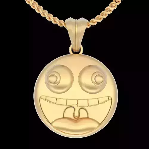 Emoji face comic pendant gold jewelry 3D printable model 3D print model