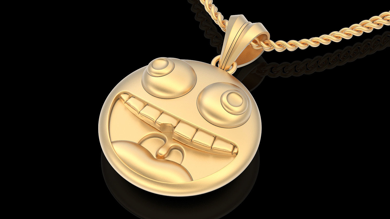 Emoji face comic pendant gold jewelry 3D printable model 3D print model_4