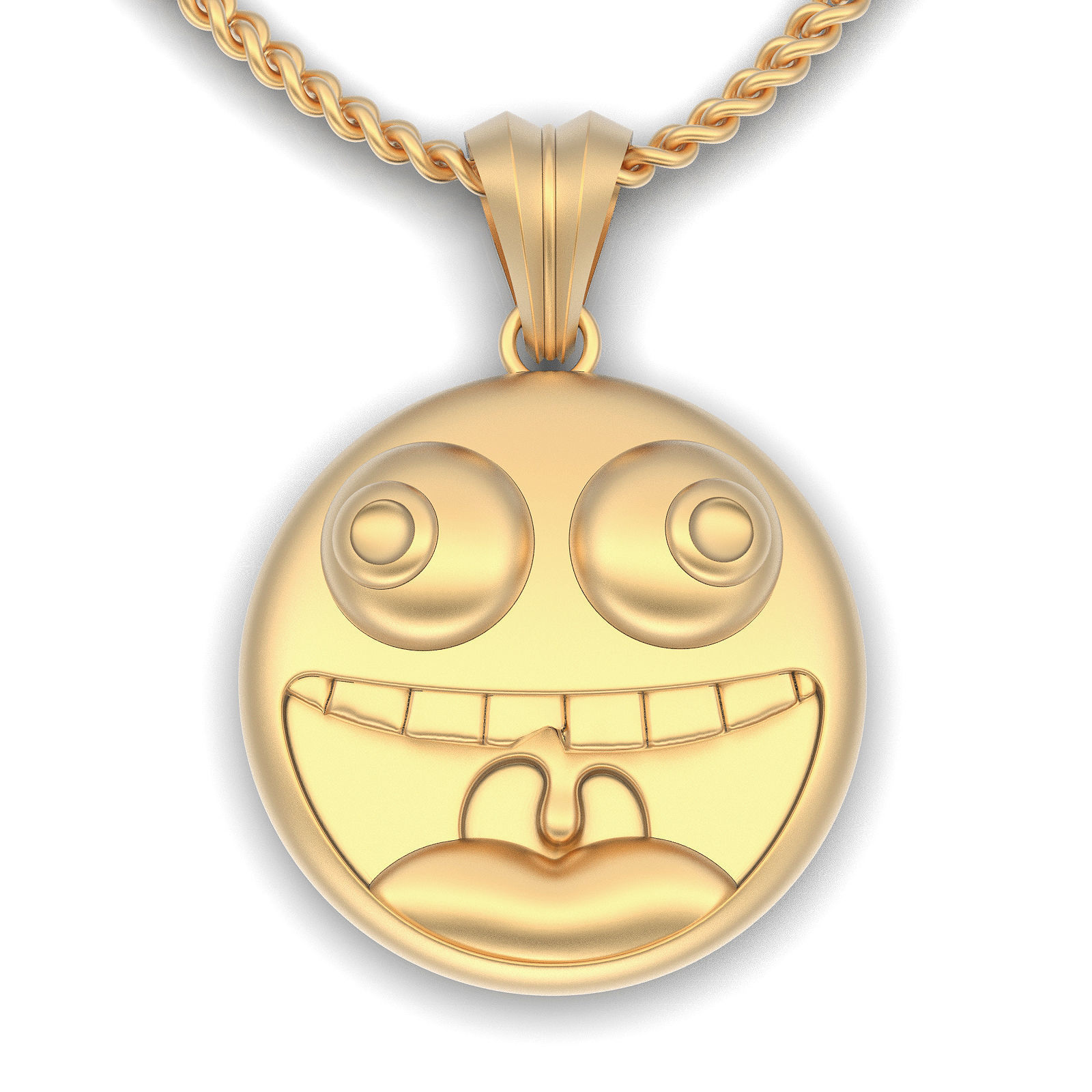 Emoji face comic pendant gold jewelry 3D printable model 3D print model_5