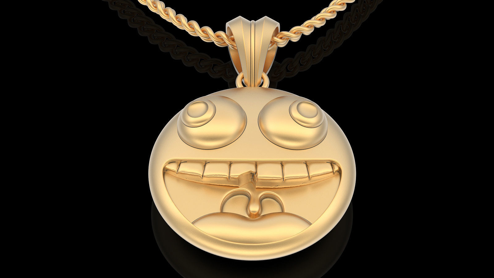 Emoji face comic pendant gold jewelry 3D printable model 3D print model_6