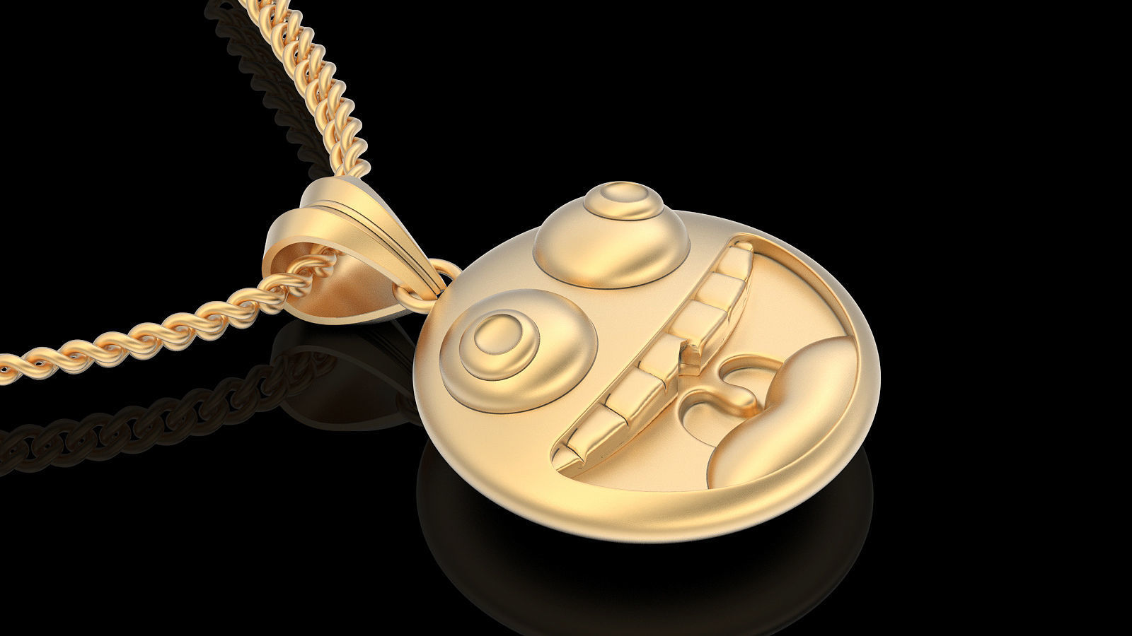 Emoji face comic pendant gold jewelry 3D printable model 3D print model_2