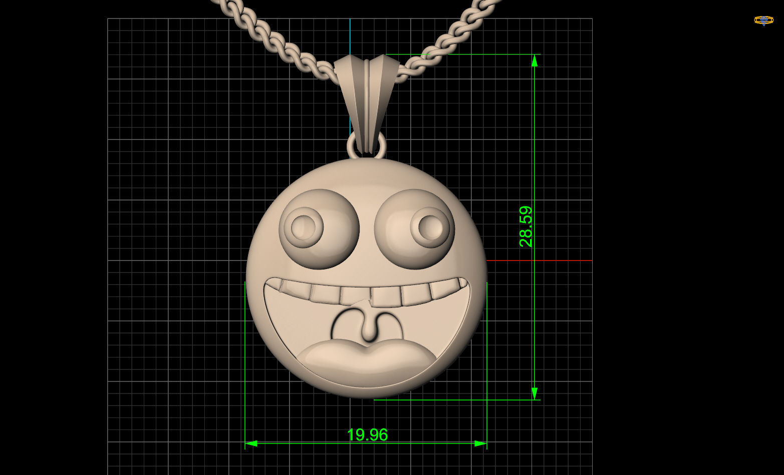 Emoji face comic pendant gold jewelry 3D printable model 3D print model_9