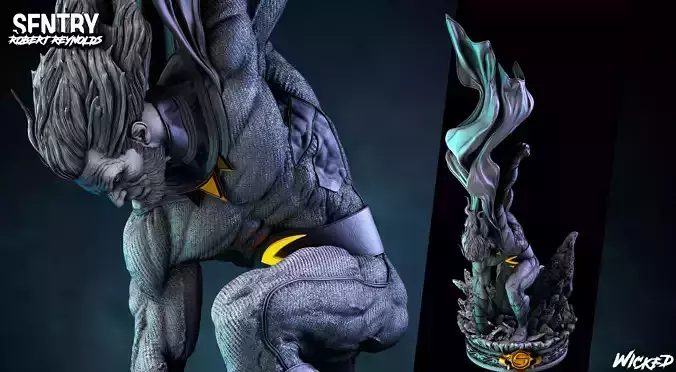 Wicked Marvel The Sentry Sculpture ready for 3d printing