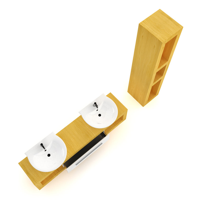 Bathroom Furniture Set 3D model_2