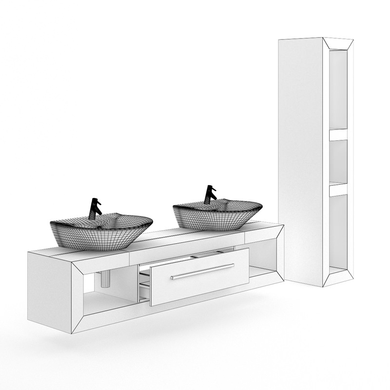 Bathroom Furniture Set 3D model_3