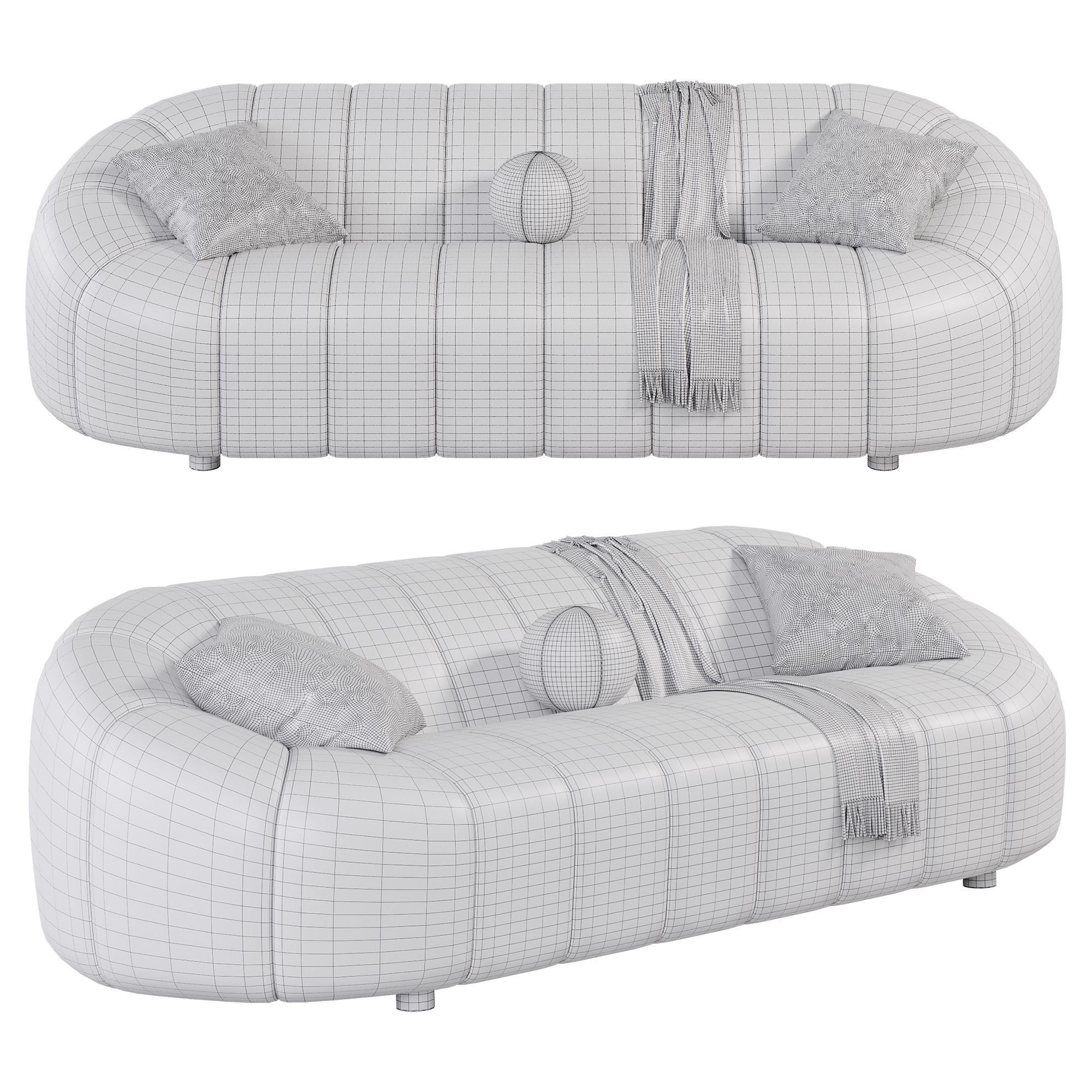 Williamspace velvet sofa Low-poly 3D model_2