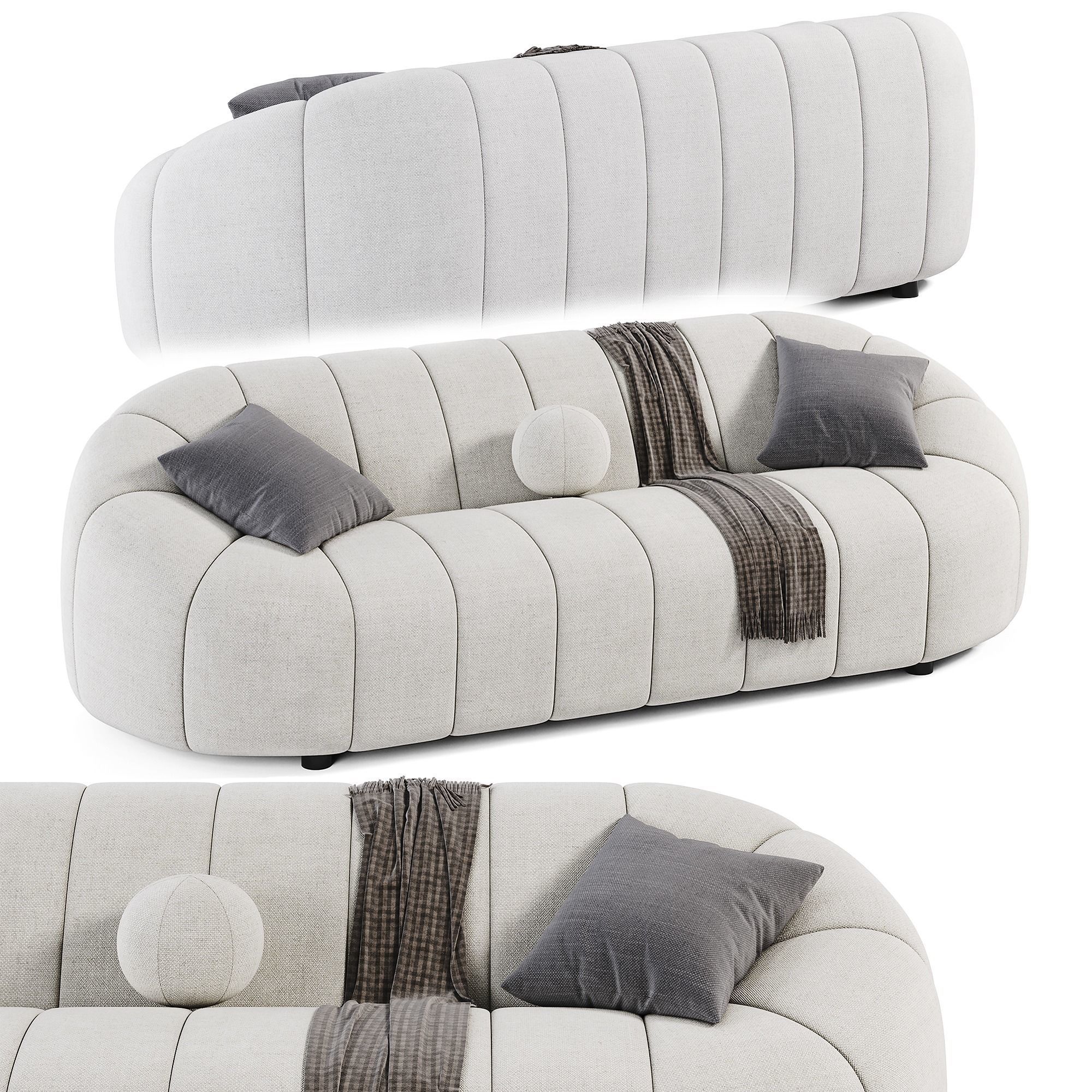 Williamspace velvet sofa Low-poly 3D model_1