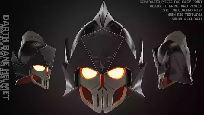 Star Wars Darth Bane Helmet for Cosplay 3D print model