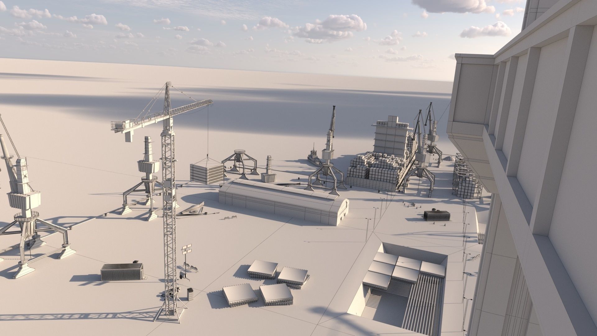 Detailed Commercial Harbor 3D Pack 3D model_8