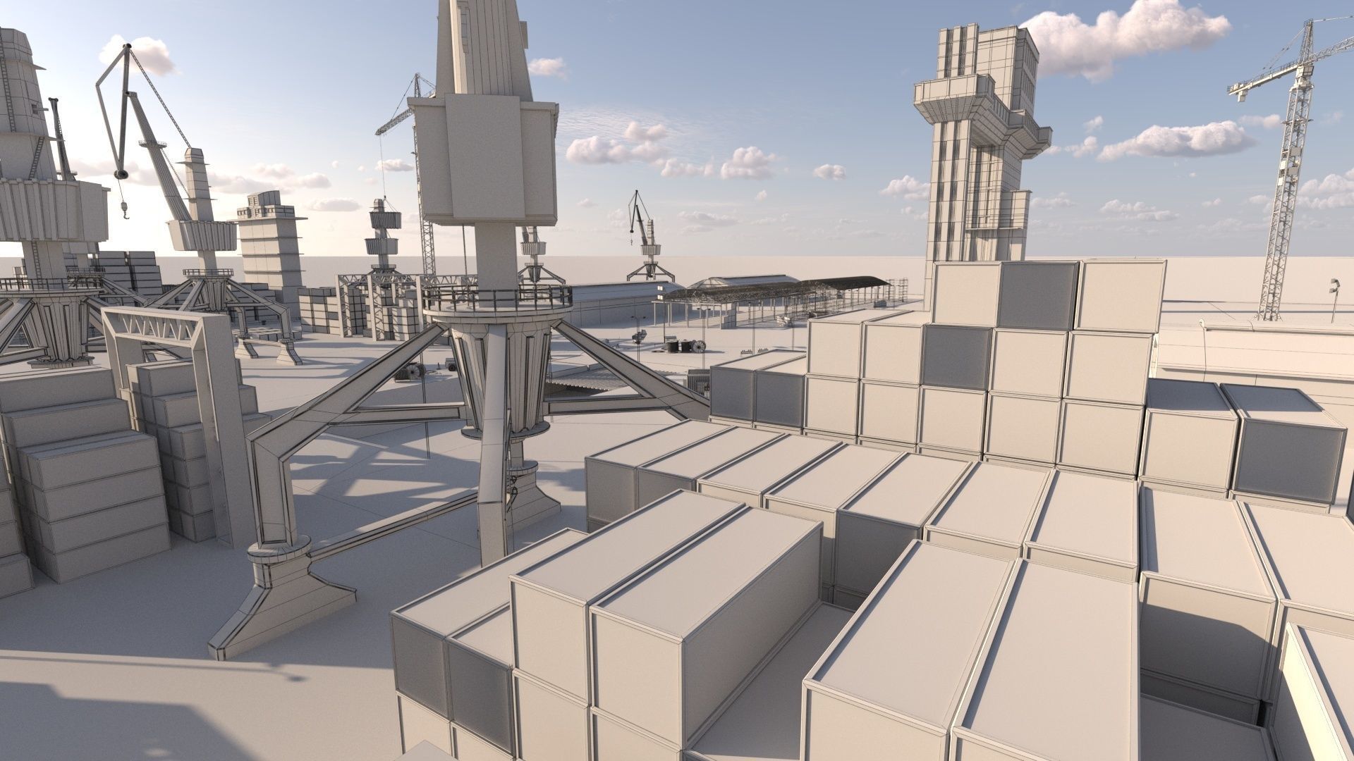 Detailed Commercial Harbor 3D Pack 3D model_11