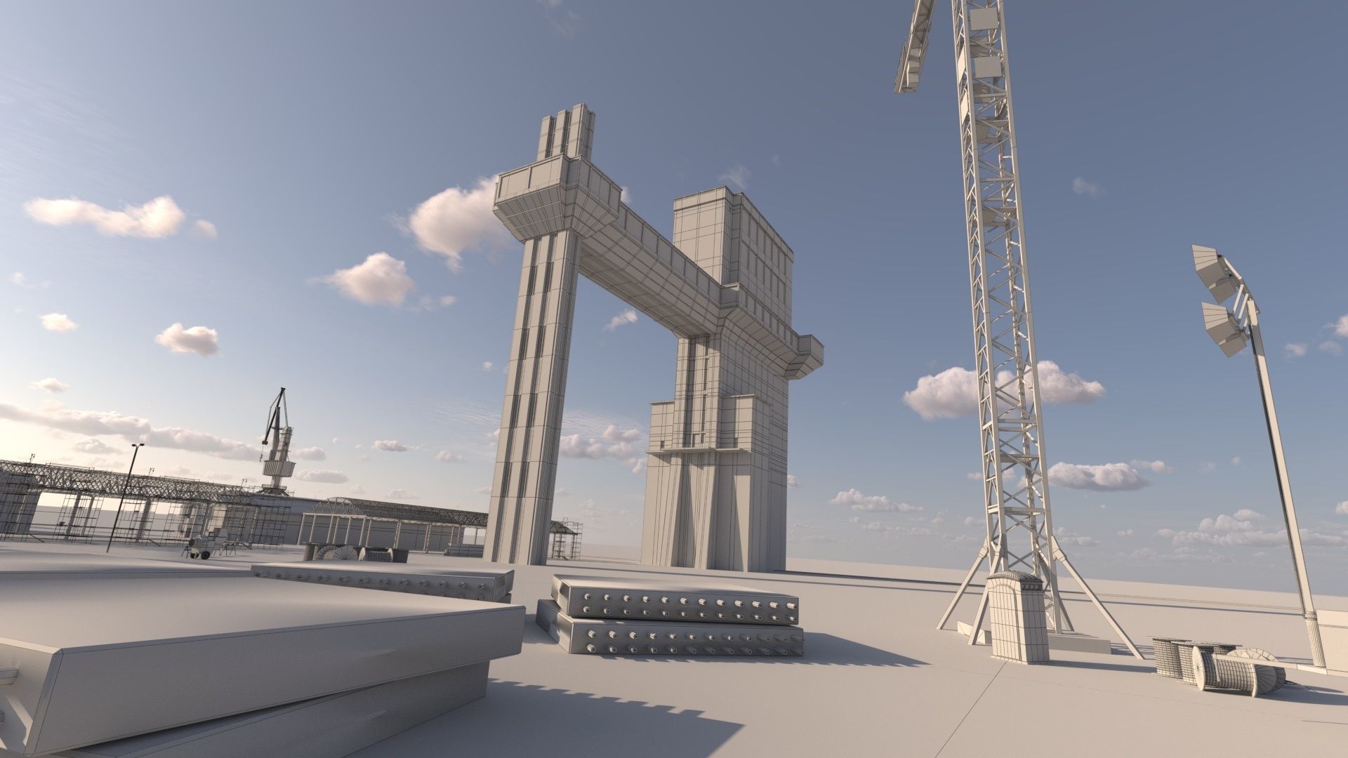 Detailed Commercial Harbor 3D Pack 3D model_12