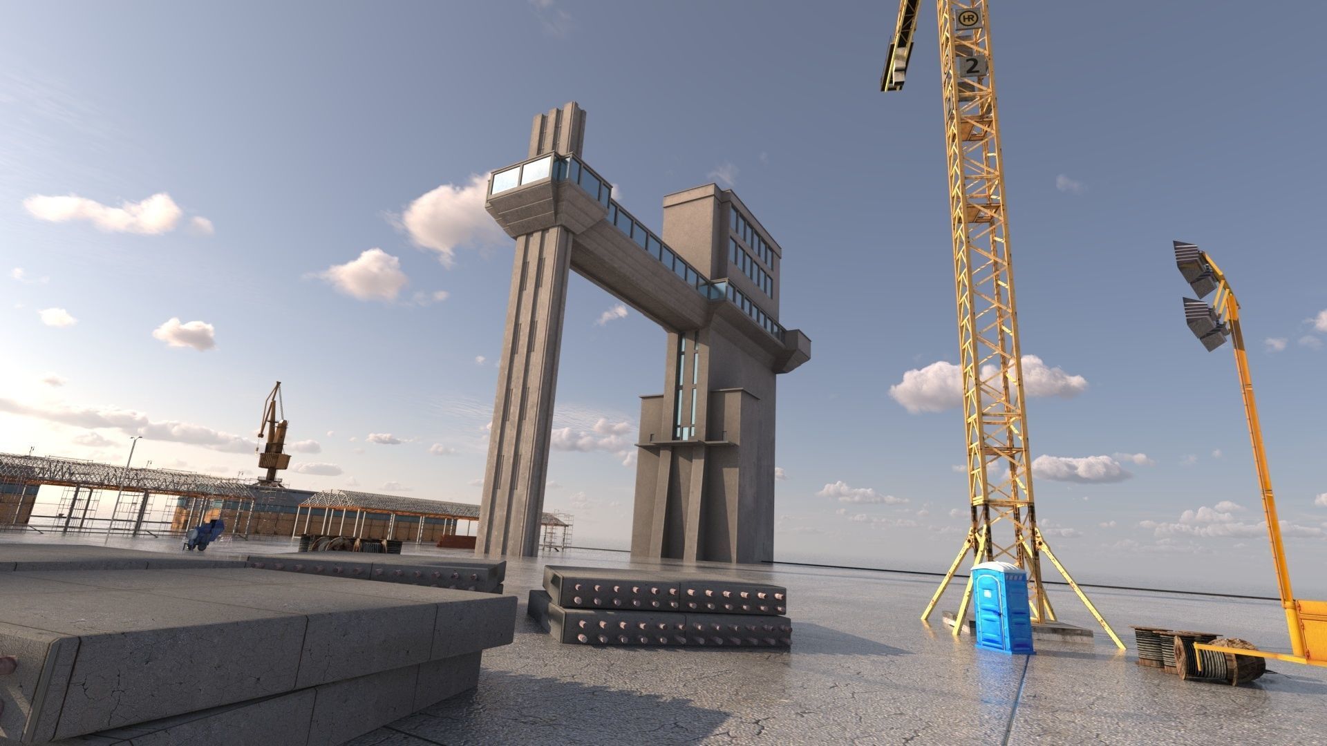 Detailed Commercial Harbor 3D Pack 3D model_6