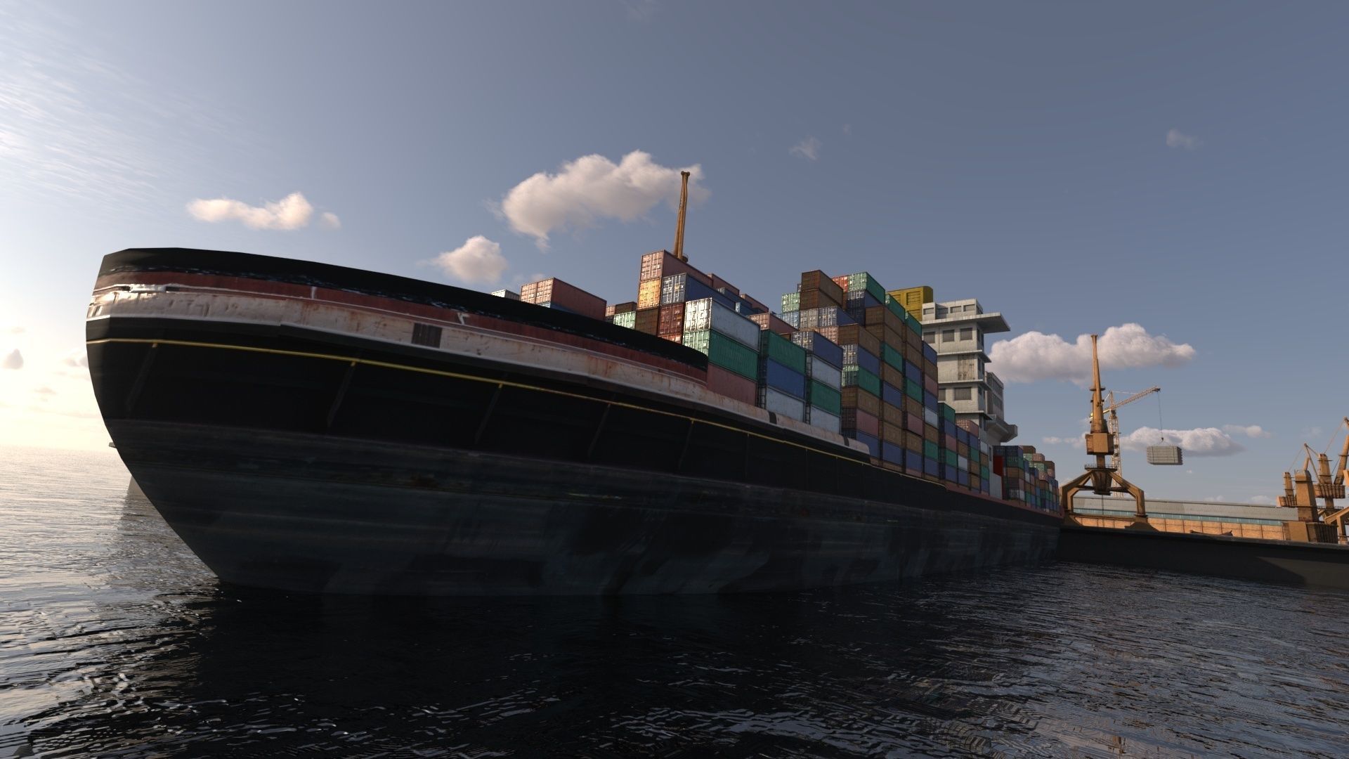 Detailed Commercial Harbor 3D Pack 3D model_1