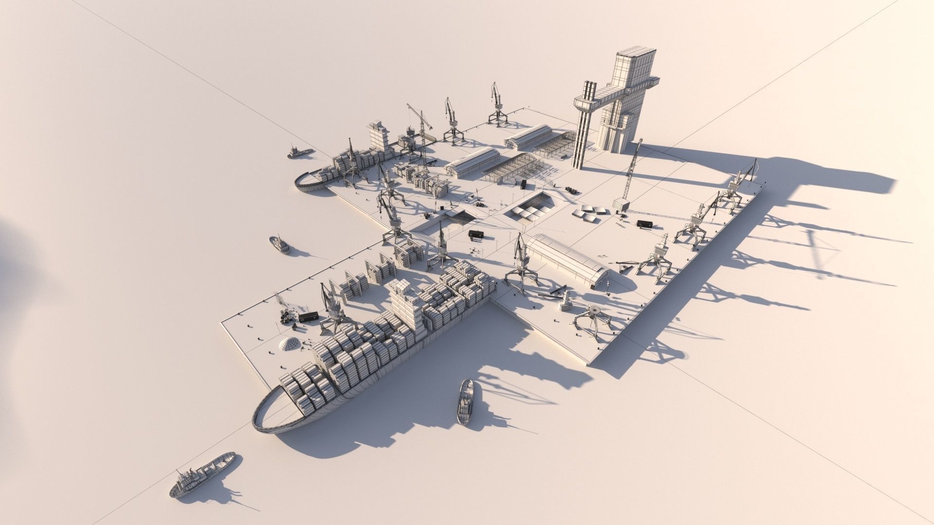 Detailed Commercial Harbor 3D Pack 3D model_13
