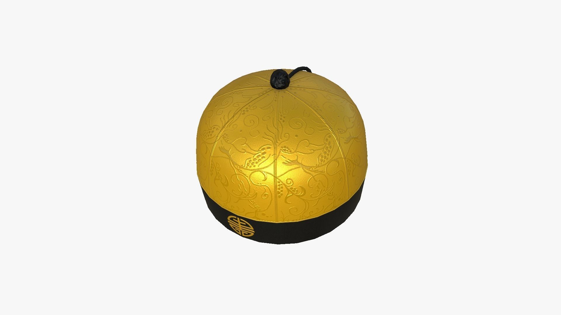 Chinese Traditional Hat A06 Yellow - Character Design Low-poly 3D model_4