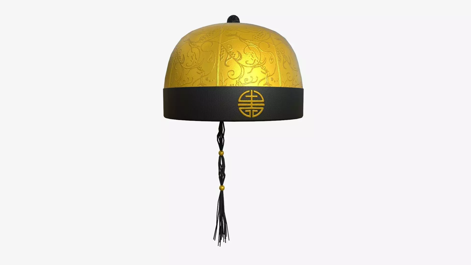 Chinese Traditional Hat A06 Yellow - Character Design Low-poly 3D model_0