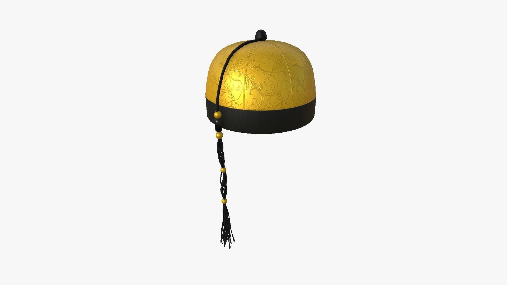 Chinese Traditional Hat A06 Yellow - Character Design Low-poly 3D model_2