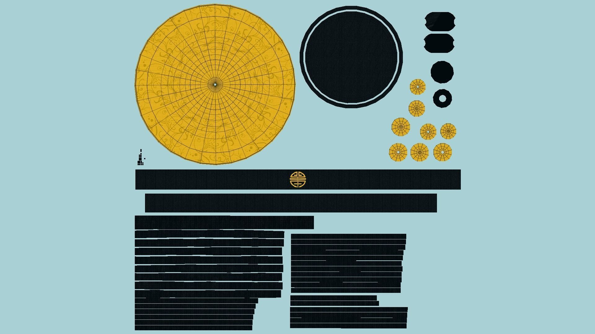 Chinese Traditional Hat A06 Yellow - Character Design Low-poly 3D model_5