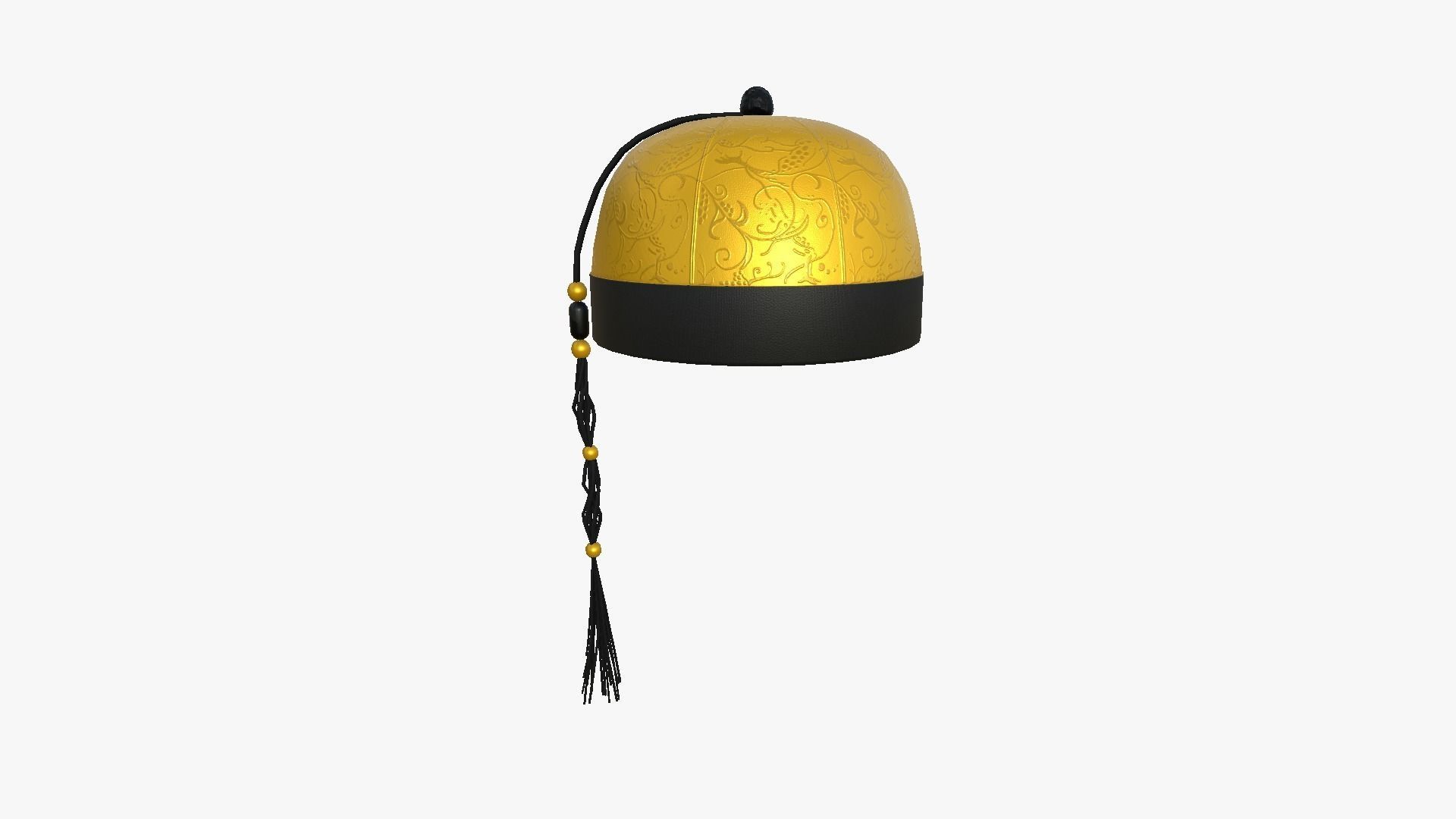 Chinese Traditional Hat A06 Yellow - Character Design Low-poly 3D model_3