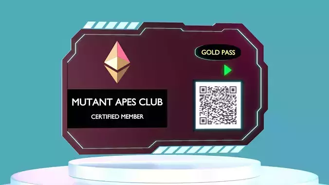 Animated NFT Collectible Card Access Pass Template Low-poly 3D model