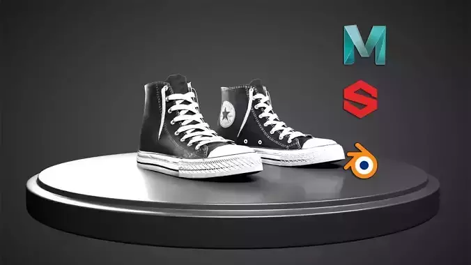 Black Sneaker Low-poly 3D model