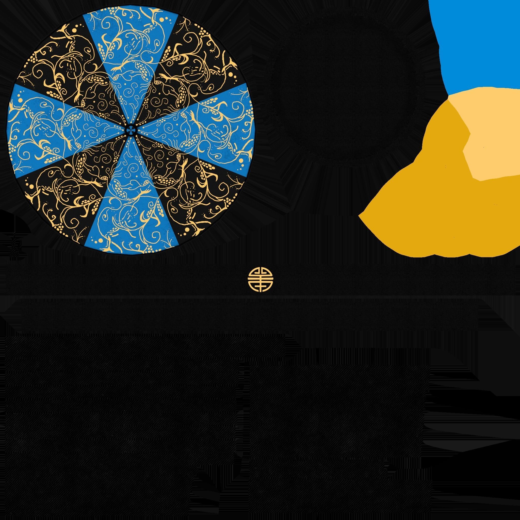 Chinese Traditional Hat A08 Black Blue - Character Design Low-poly 3D model_22