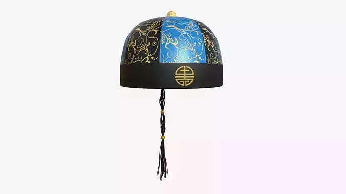 Chinese Traditional Hat A08 Black Blue - Character Design Low-poly 3D model Chinese Traditional Hat A08 Black Blue - Character Design Low-poly 3D model