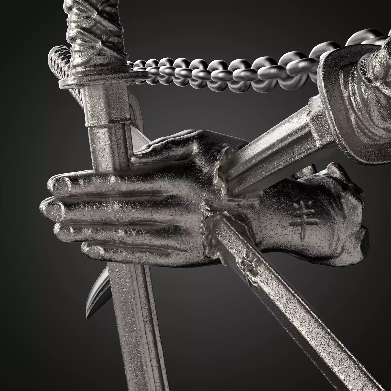 Sword Through Hand 3D print model_0