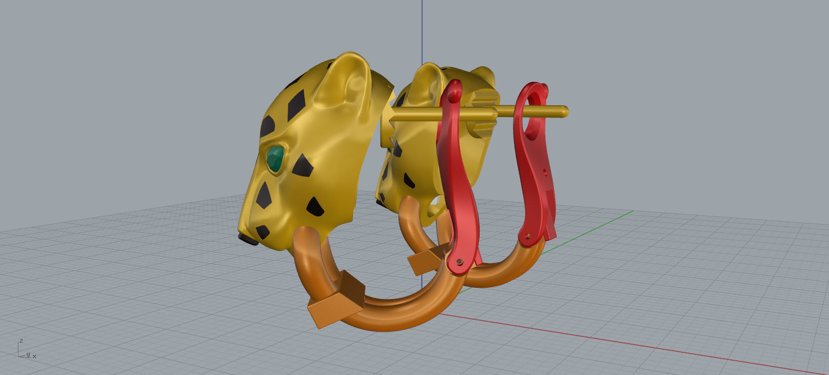 Panther Earrings 3d print model C45 3D print model_13