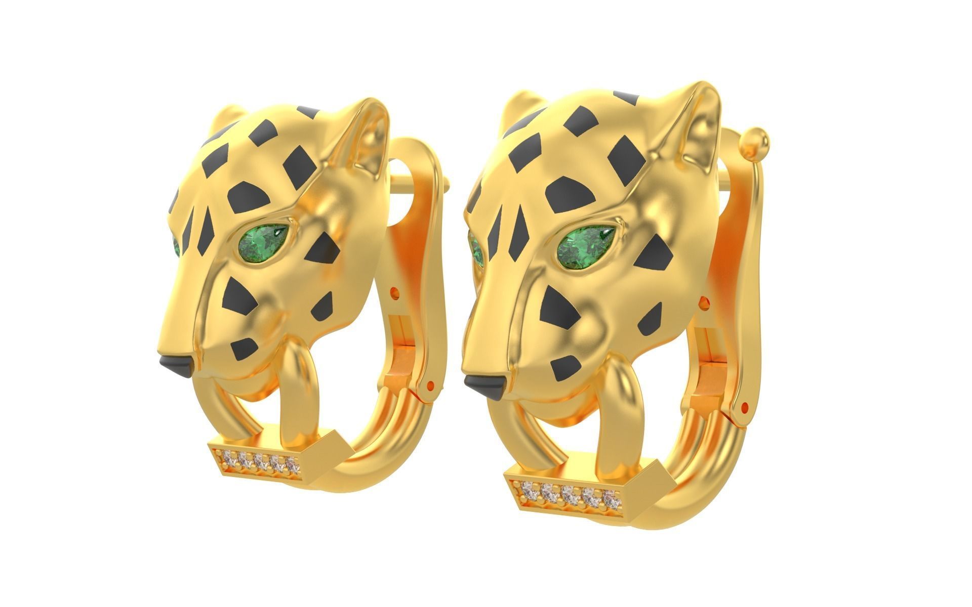 Panther Earrings 3d print model C45 3D print model_1