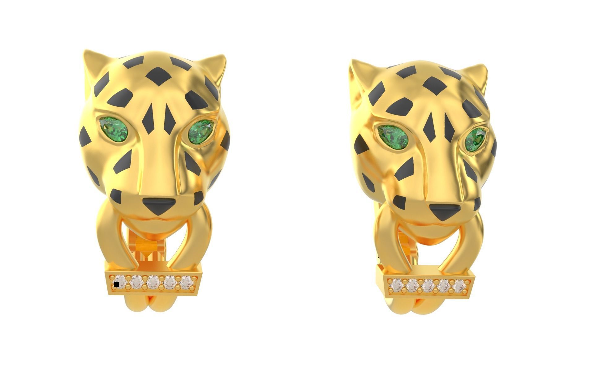Panther Earrings 3d print model C45 3D print model_4