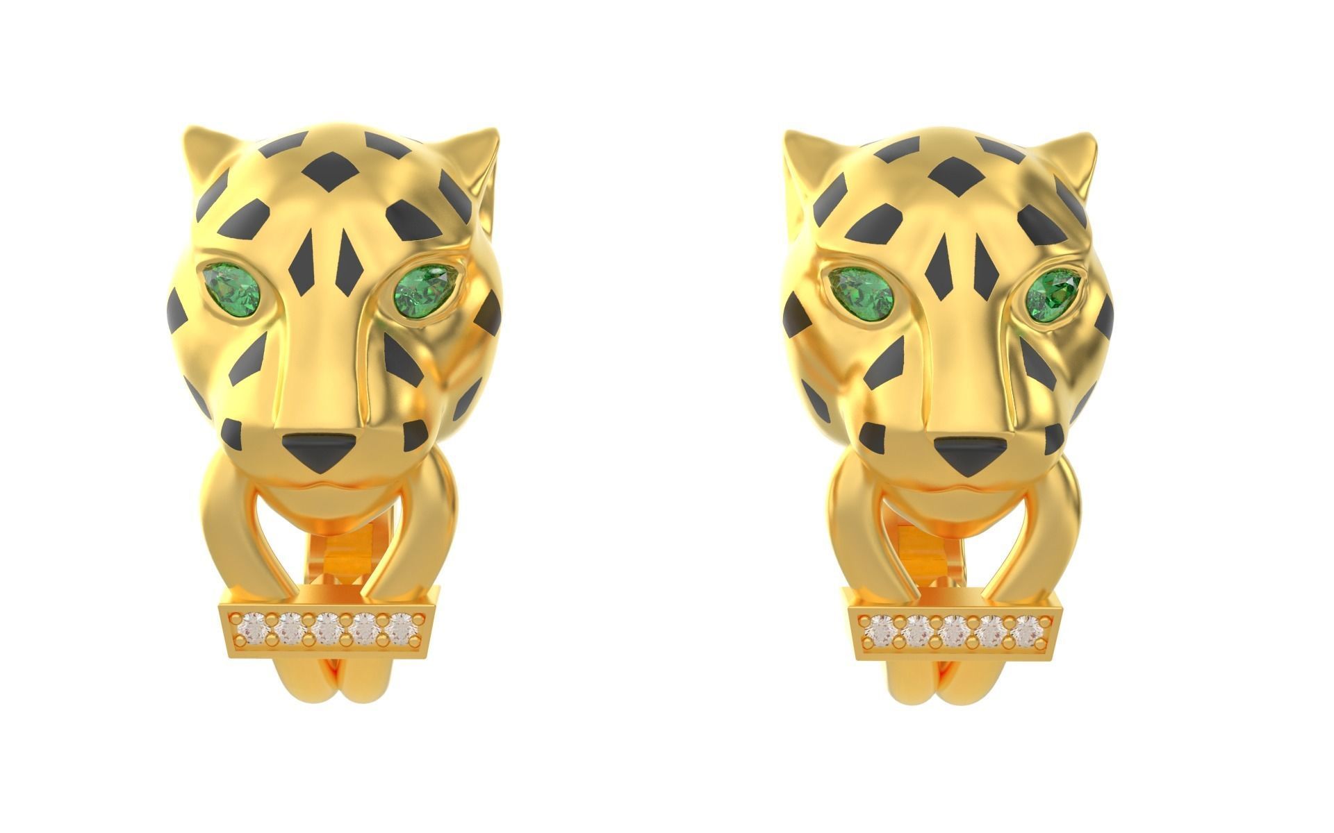Panther Earrings 3d print model C45 3D print model_5